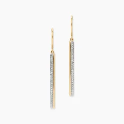 Boucles D'oreilles Pendantes Sahteene Or Jaune Diamant