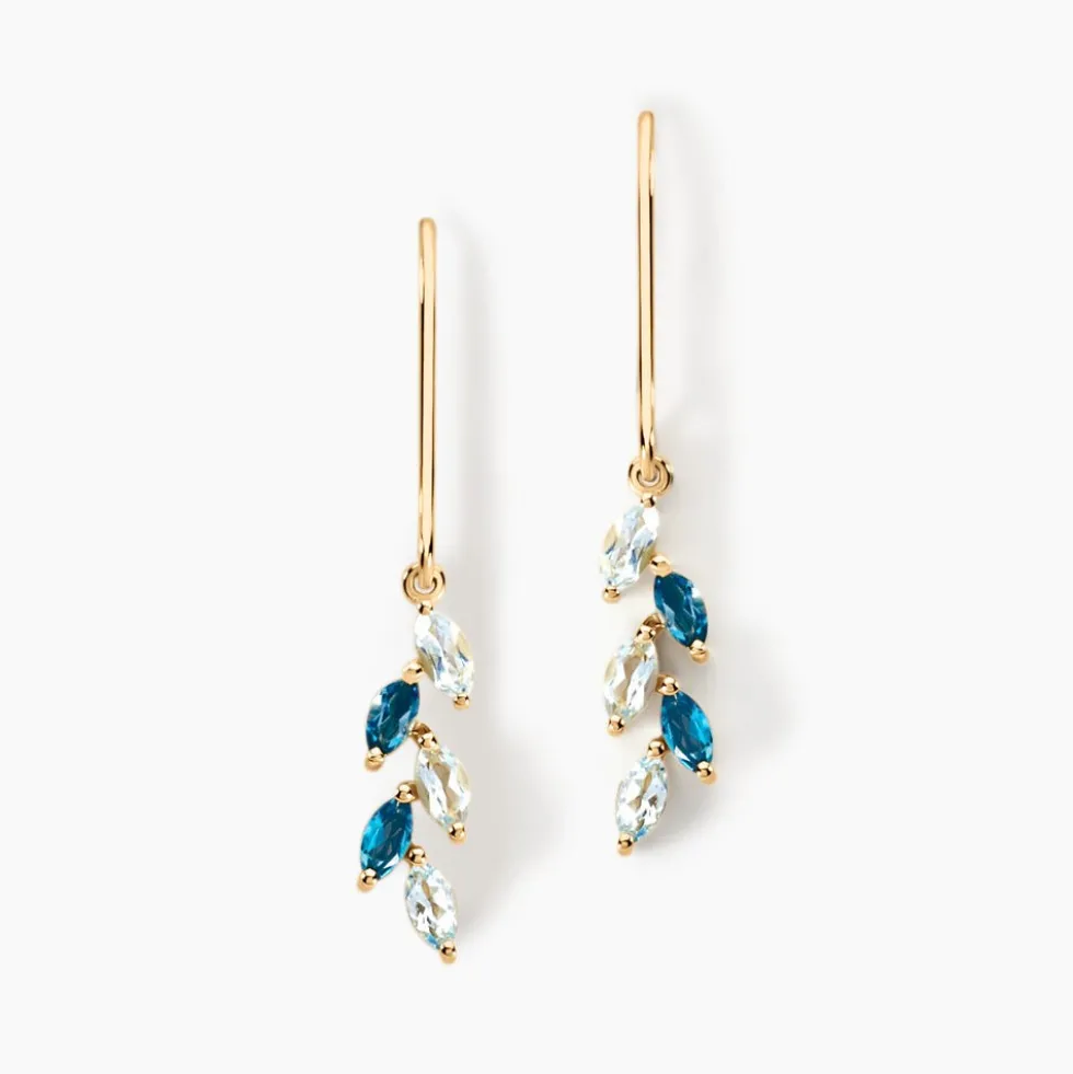 Boucles D'oreilles Pendantes Océan Or Jaune Topaze
