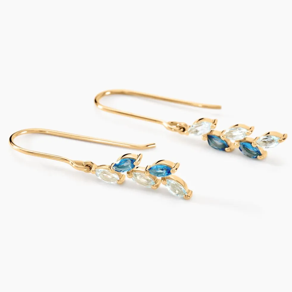 Boucles D'oreilles Pendantes Océan Or Jaune Topaze