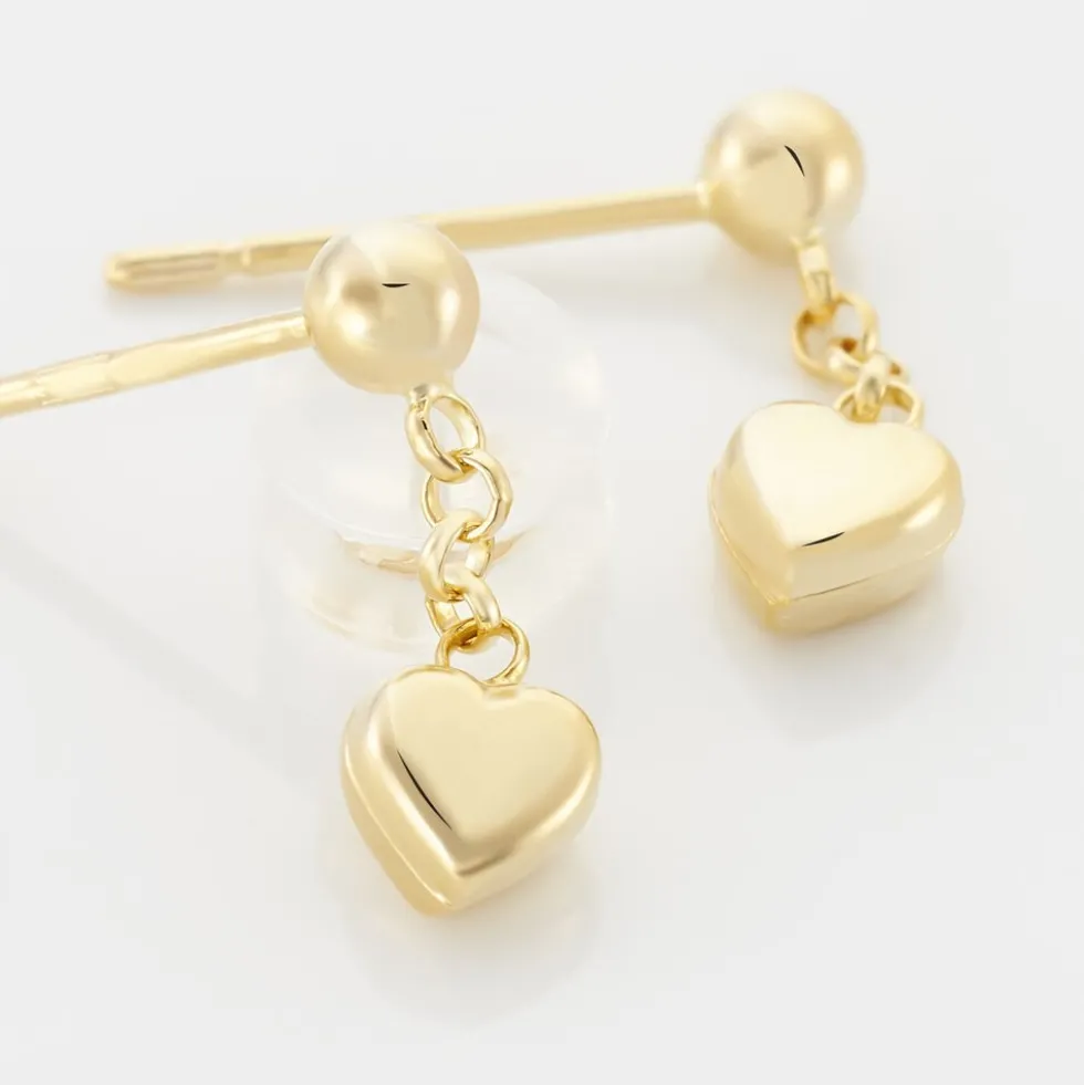 Boucles D'oreilles Pendantes Gavina Pendantes Coeurs Or Jaune