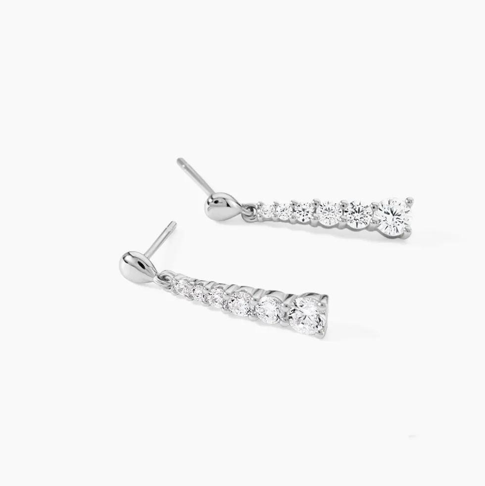 Boucles D'oreilles Pendantes Dervla Argent Rhodié Oxyde De Zirconium