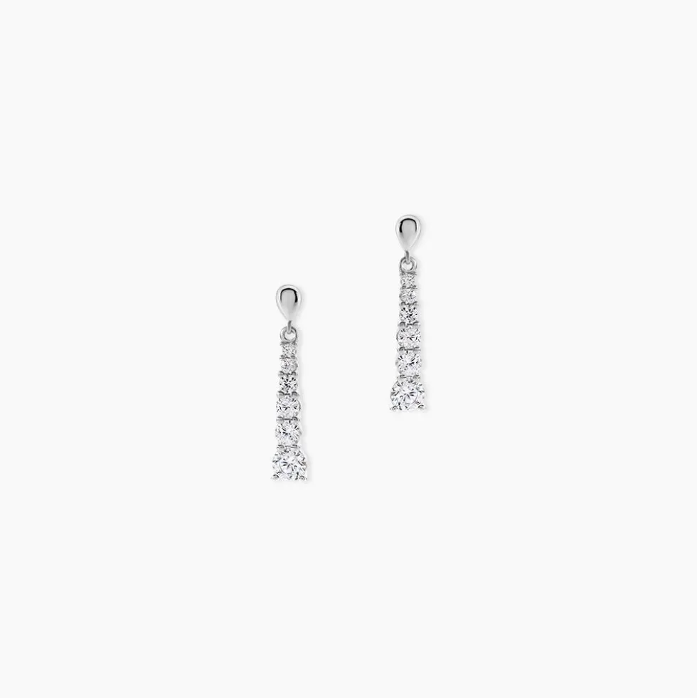 Boucles D'oreilles Pendantes Dervla Argent Rhodié Oxyde De Zirconium
