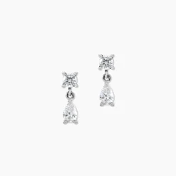 Boucles D'oreilles Pendantes Argent Blanc Braidy Oxydes De Zirconium