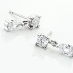 Boucles D'oreilles Pendantes Argent Blanc Braidy Oxydes De Zirconium