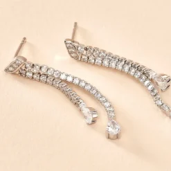 Boucles D'oreilles Pendantes Isalis Argent Blanc Oxyde De Zirconium
