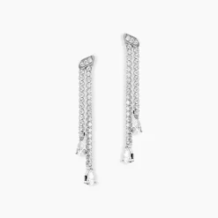 Boucles D'oreilles Pendantes Isalis Argent Blanc Oxyde De Zirconium