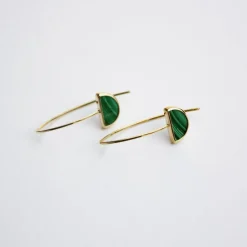 Boucles D'oreilles Pendantes Florica Or Jaune Malachite