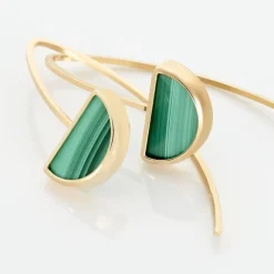 Boucles D'oreilles Pendantes Florica Or Jaune Malachite