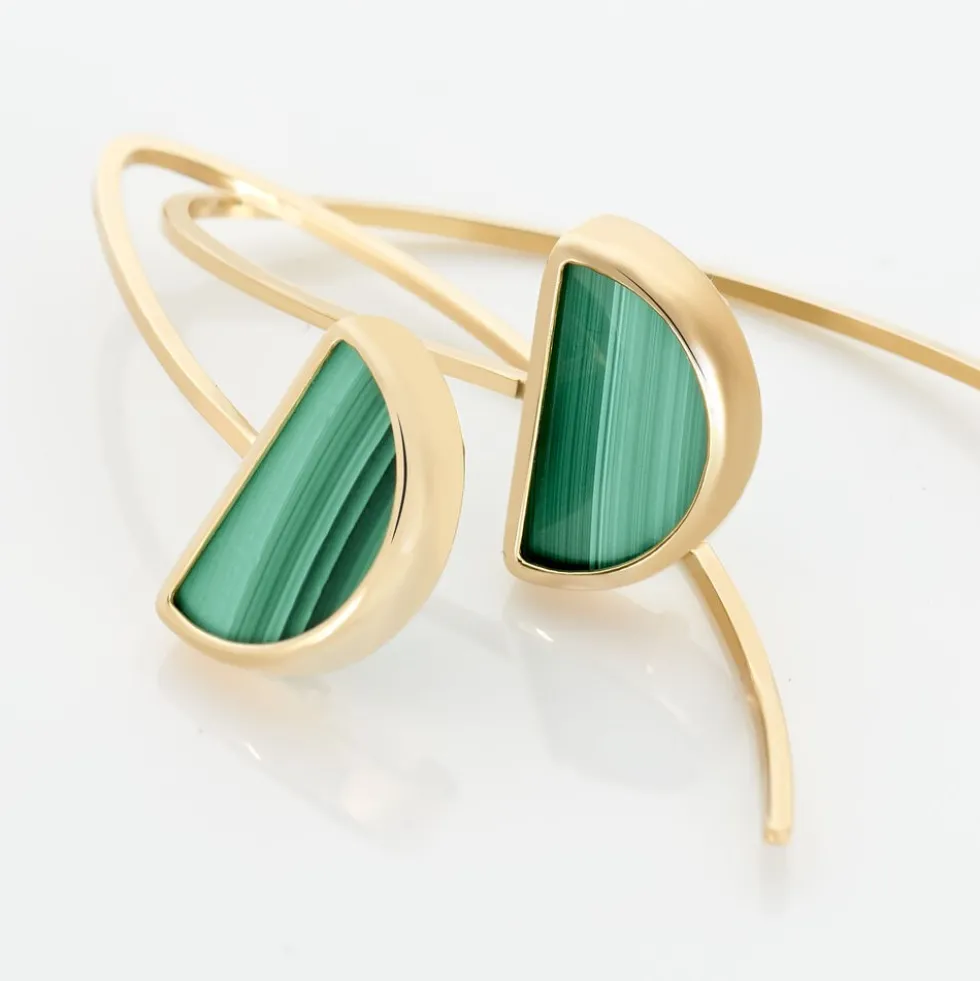 Boucles D'oreilles Pendantes Florica Or Jaune Malachite