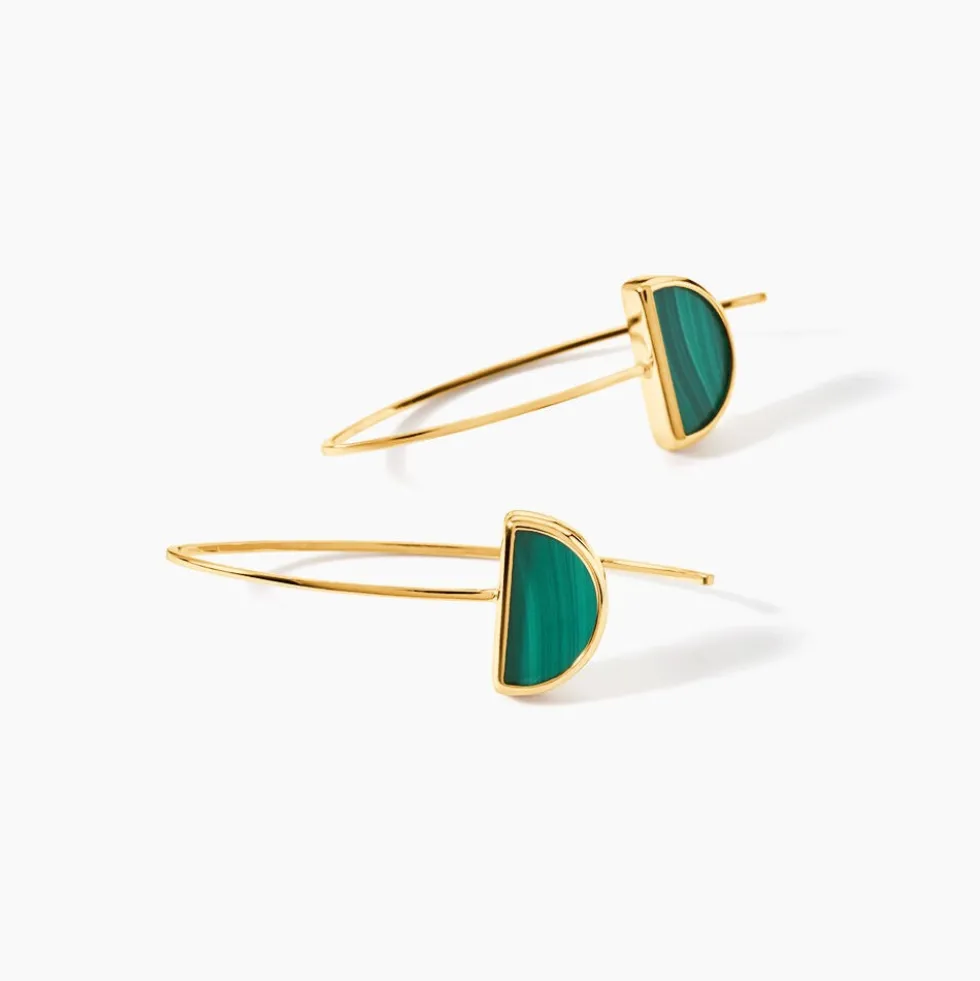 Boucles D'oreilles Pendantes Florica Or Jaune Malachite