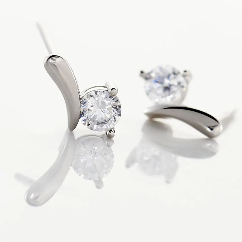 Boucles D'oreilles Pendantes April Argent Blanc Oxyde De Zirconium
