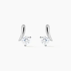 Boucles D'oreilles Pendantes April Argent Blanc Oxyde De Zirconium