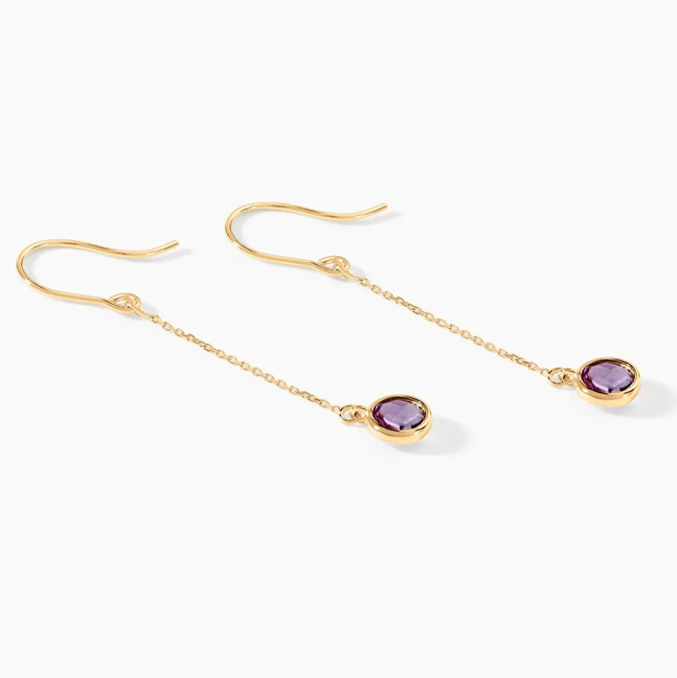 Boucles D'oreilles Pendantes Arenale Or Jaune Amethyste