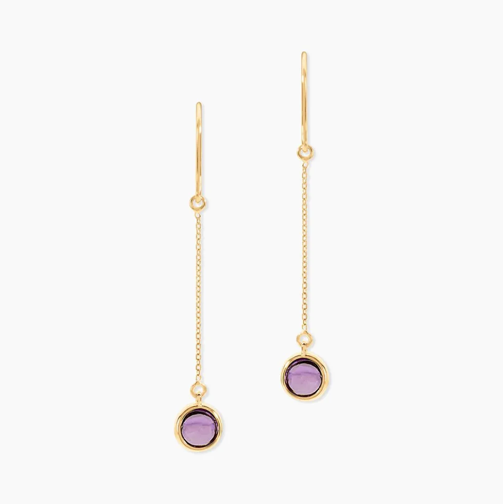 Boucles D'oreilles Pendantes Arenale Or Jaune Amethyste