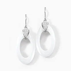 Boucles D'oreilles Pendantes Peer Argent Blanc Oxyde De Zirconium