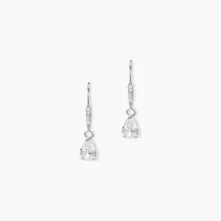 Boucles D'oreilles Pendantes Adib Or Blanc Oxyde De Zirconium