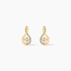 Boucles D'oreilles Pendantes Evana Or Jaune Oxyde De Zirconium
