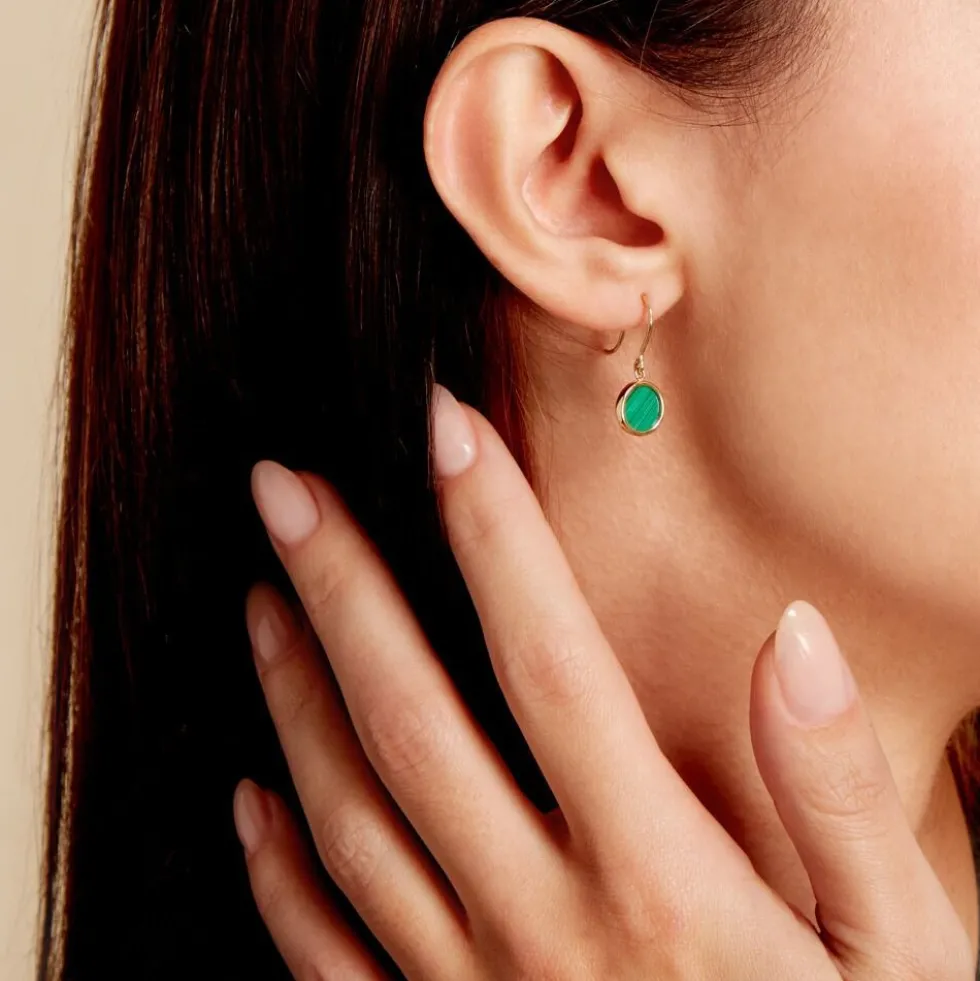 Boucles D'oreilles Pendantes Lucky Gems Or Jaune Malachite
