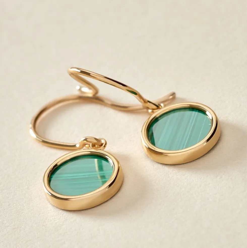 Boucles D'oreilles Pendantes Lucky Gems Or Jaune Malachite