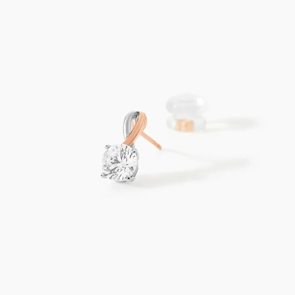 Boucles D'oreilles Pendantes Micheline Or Bicolore Oxyde De Zirconium