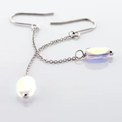 Boucles D'oreilles Pendantes Franz Argent Blanc Cristaux De Swarovski
