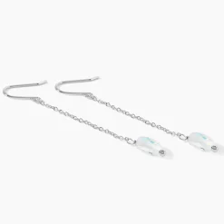 Boucles D'oreilles Pendantes Franz Argent Blanc Cristaux De Swarovski