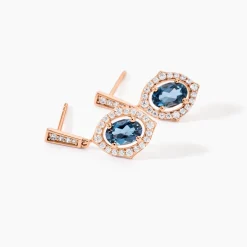 Boucles D'oreilles Pendantes Janna Or Rose Topaze Et Oxyde