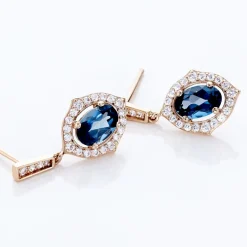 Boucles D'oreilles Pendantes Janna Or Rose Topaze Et Oxyde
