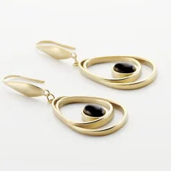 Boucles D'oreilles Pendantes Acier Doré Ruben Agate