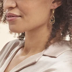 Boucles D'oreilles Pendantes Acier Doré Ruben Agate