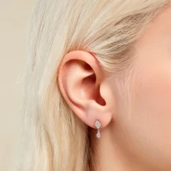 Boucles D'oreilles Pendantes Roseraie Argent Blanc Oxyde De Zirconium
