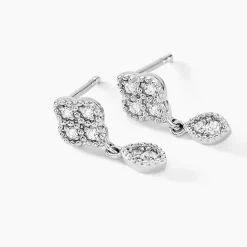 Boucles D'oreilles Pendantes Roseraie Argent Blanc Oxyde De Zirconium