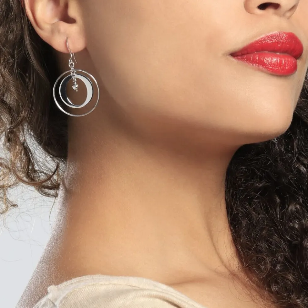 Boucles D'oreilles Pendantes Katy Argent Blanc