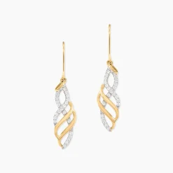 Boucles D'Oreilles Pendantes Sumati Or Jaune Oxyde De Zirconium