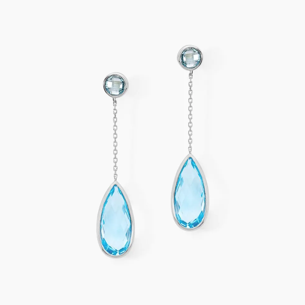 Boucles D'oreilles Pendantes Denis Or Blanc Topaze