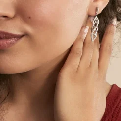 Boucles D'oreilles Pendantes Malika Argent Blanc Oxyde De Zirconium