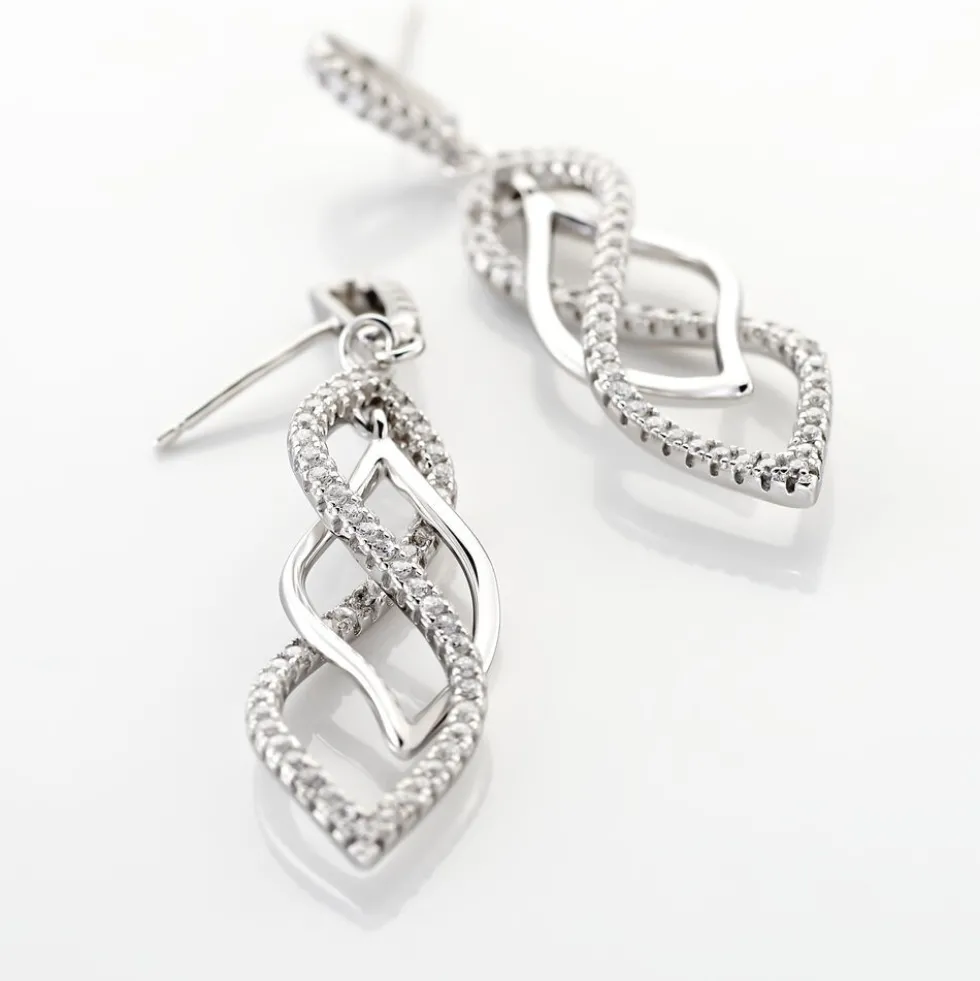 Boucles D'oreilles Pendantes Malika Argent Blanc Oxyde De Zirconium