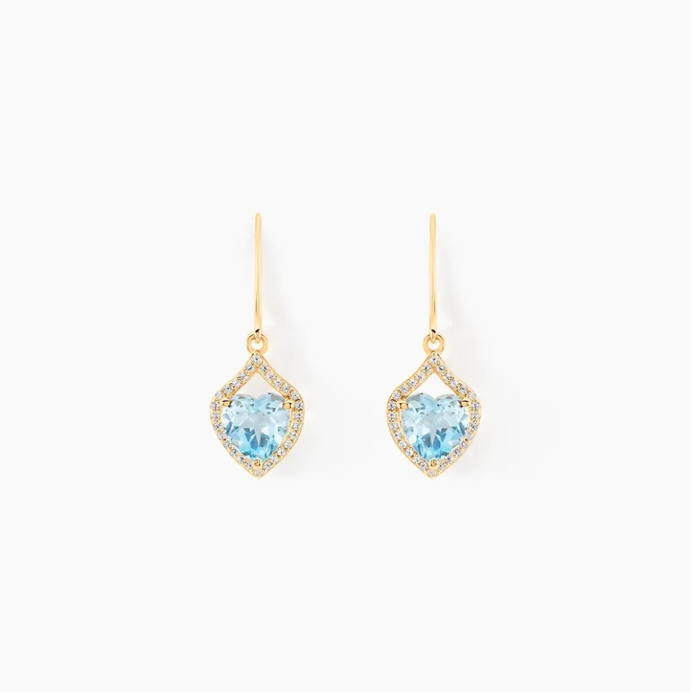 Boucles D'oreilles Pendantes Rosaline Or Jaune Topaze Et Oxyde