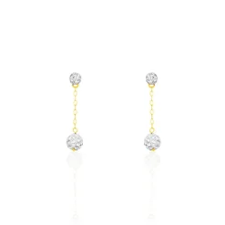 Boucles D'oreilles Pendantes Athena Or Jaune Strass