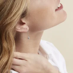 Boucles D'oreilles Pendantes Or Blanc Aatami Diamants