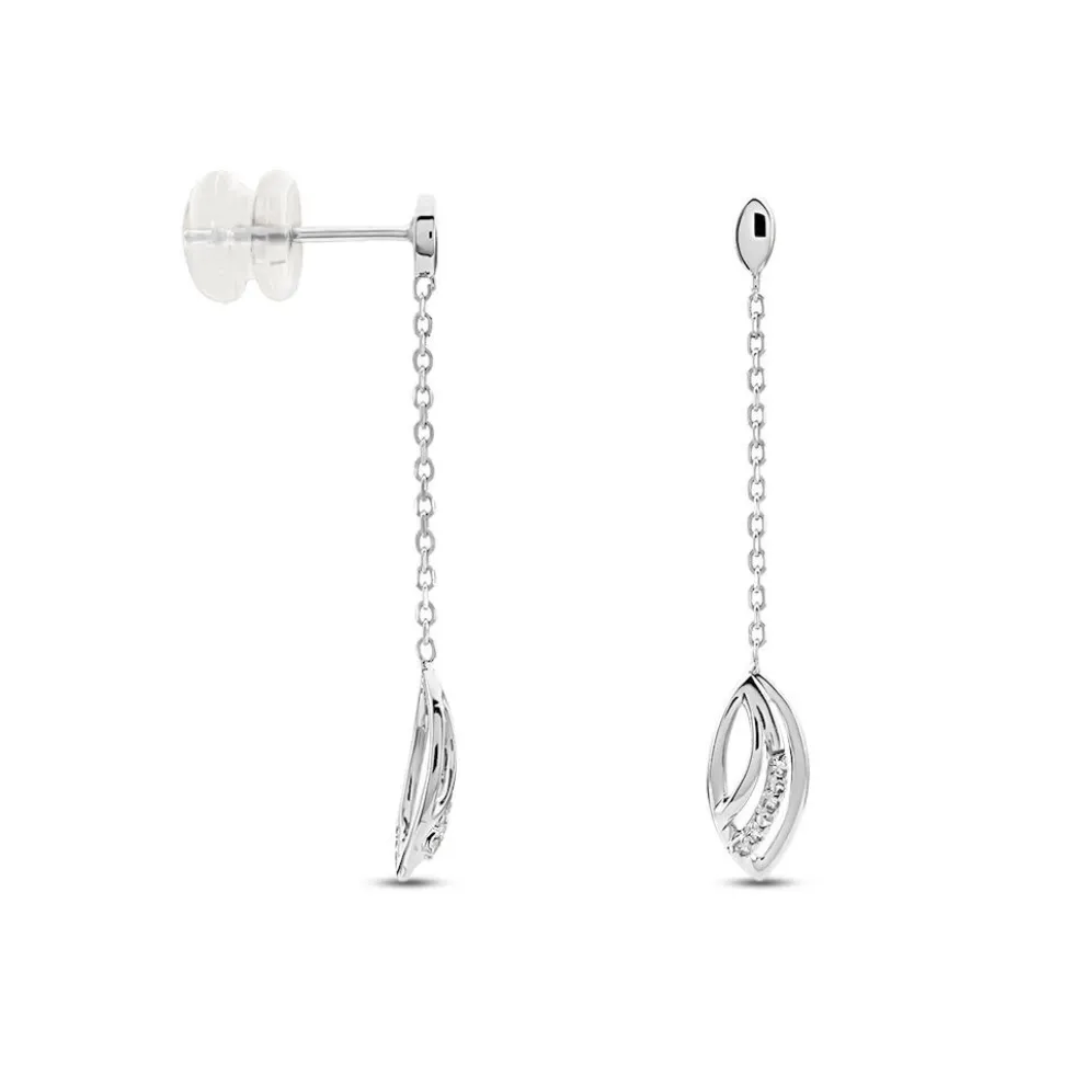 Boucles D'oreilles Pendantes Or Blanc Aatami Diamants