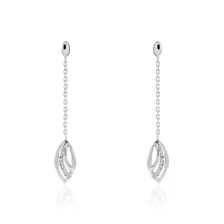 Boucles D'oreilles Pendantes Or Blanc Aatami Diamants