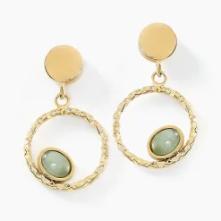 Boucles D'oreilles Pendantes Acier Doré Amazonite