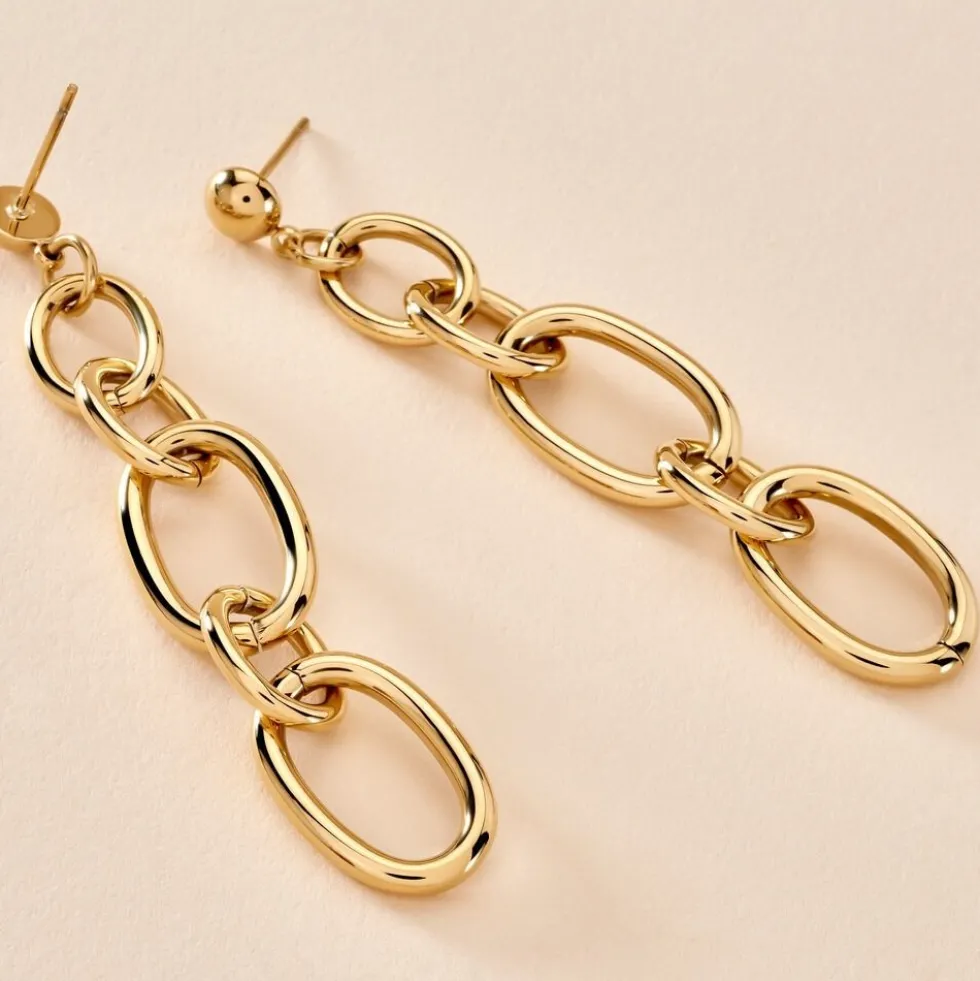 Boucles D'oreilles Pendantes Lina Acier Doré