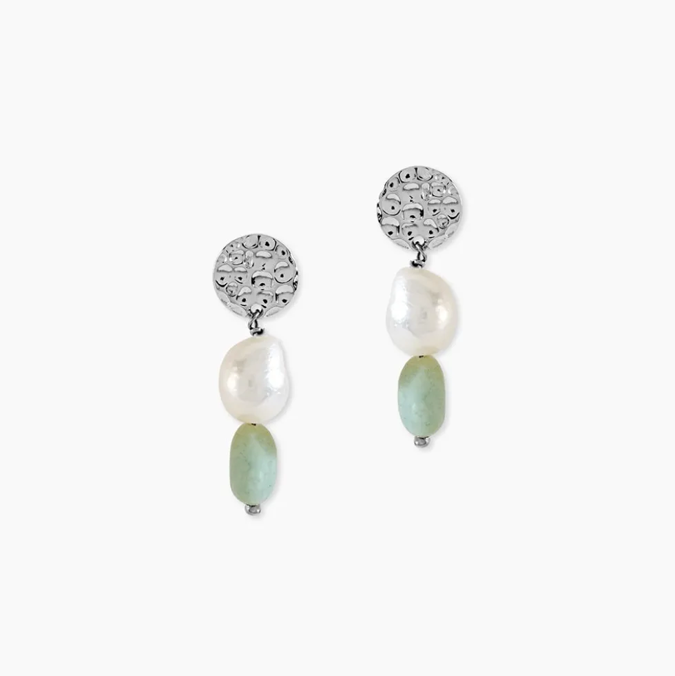 Boucles D'oreilles Pendantes Aroha Argent Blanc Amazonite Perle