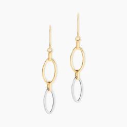 Boucles D'oreilles Pendantes Lucia Or Bicolore