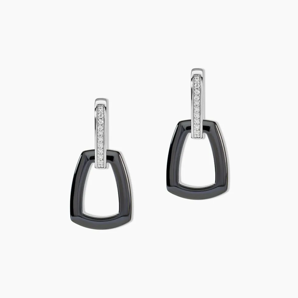 Boucles D'oreilles Pendantes Ezra Argent Blanc Céramique Et Oxyde