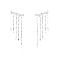 Boucles D'oreilles Pendantes Cainan Argent Blanc Oxyde De Zirconium