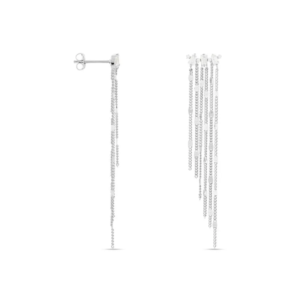 Boucles D'oreilles Pendantes Argent Blanc Vilko Oxyde