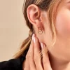 Boucles D'oreilles Pendantes Acier Doré Oxydes De Zirconium